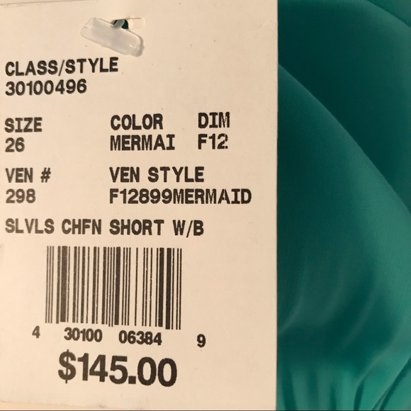 🆕 David’s Bridal 26 short chiffon flowy dress “mermaid” teal beaded straps NWT! - Picture 6 of 8